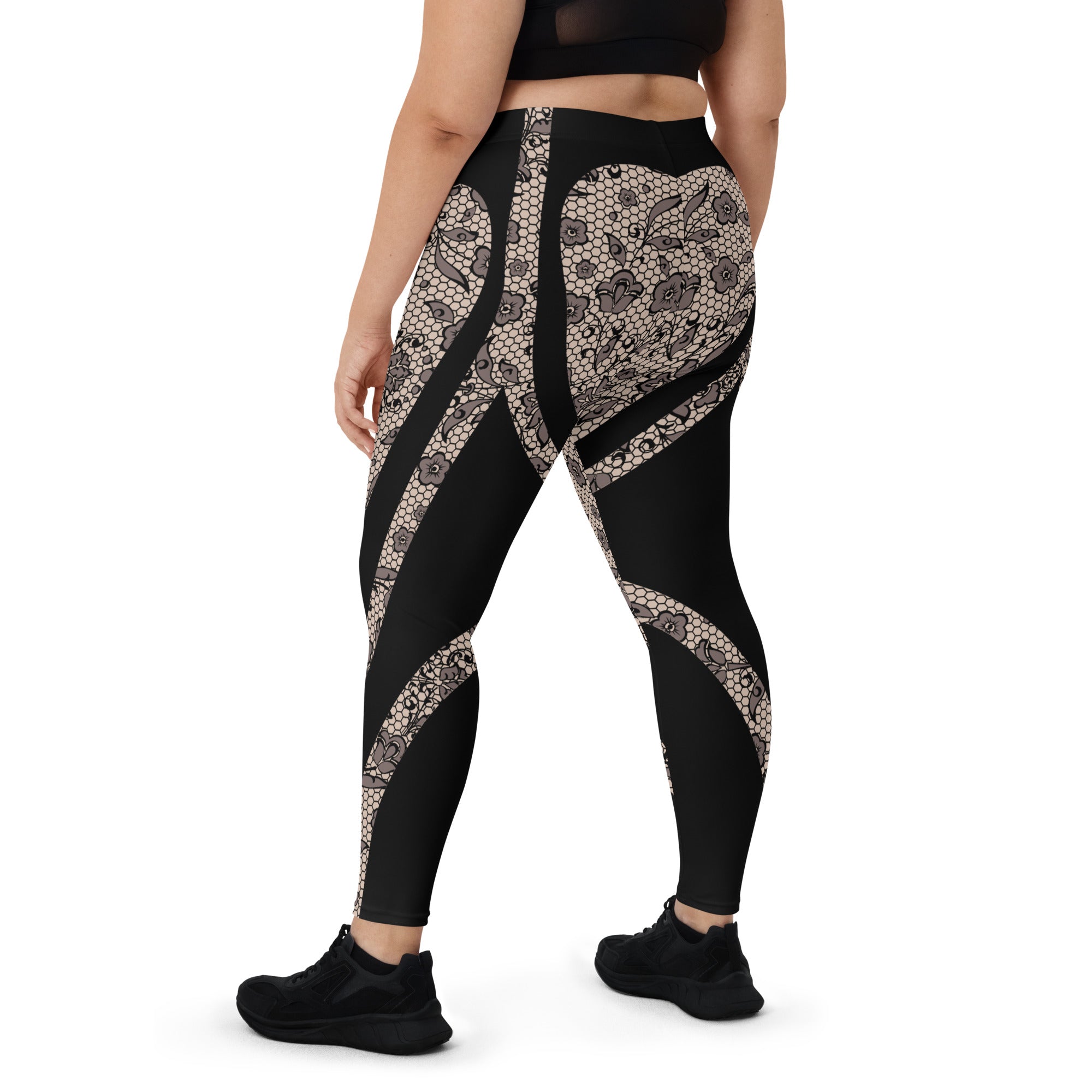 Floral Mesh Print Mid-Waist Leggings
